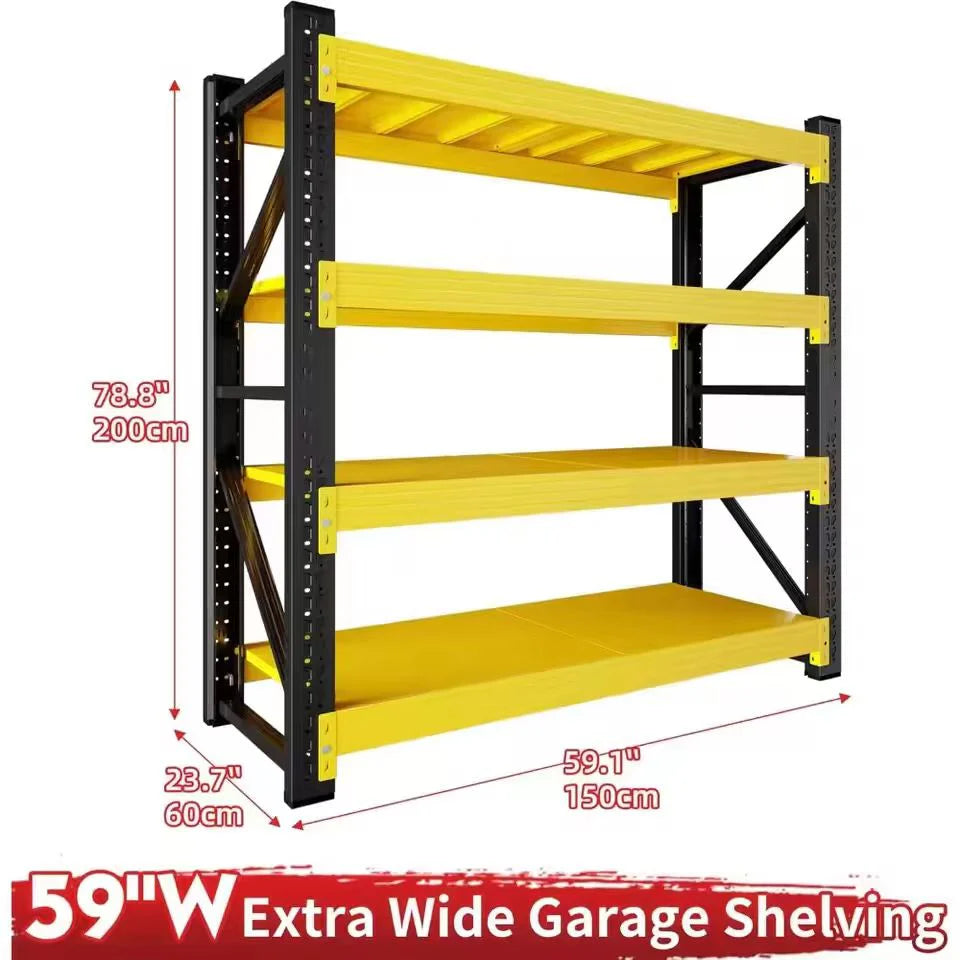 4-Tier Heavy-Duty Metal Storage Rack | Garage Shelving, 5000-Pound Capacity