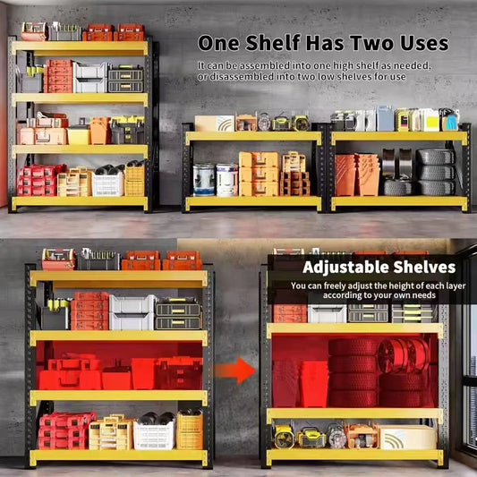 4-Tier Heavy-Duty Metal Storage Rack | Garage Shelving, 2270 kg Capacity